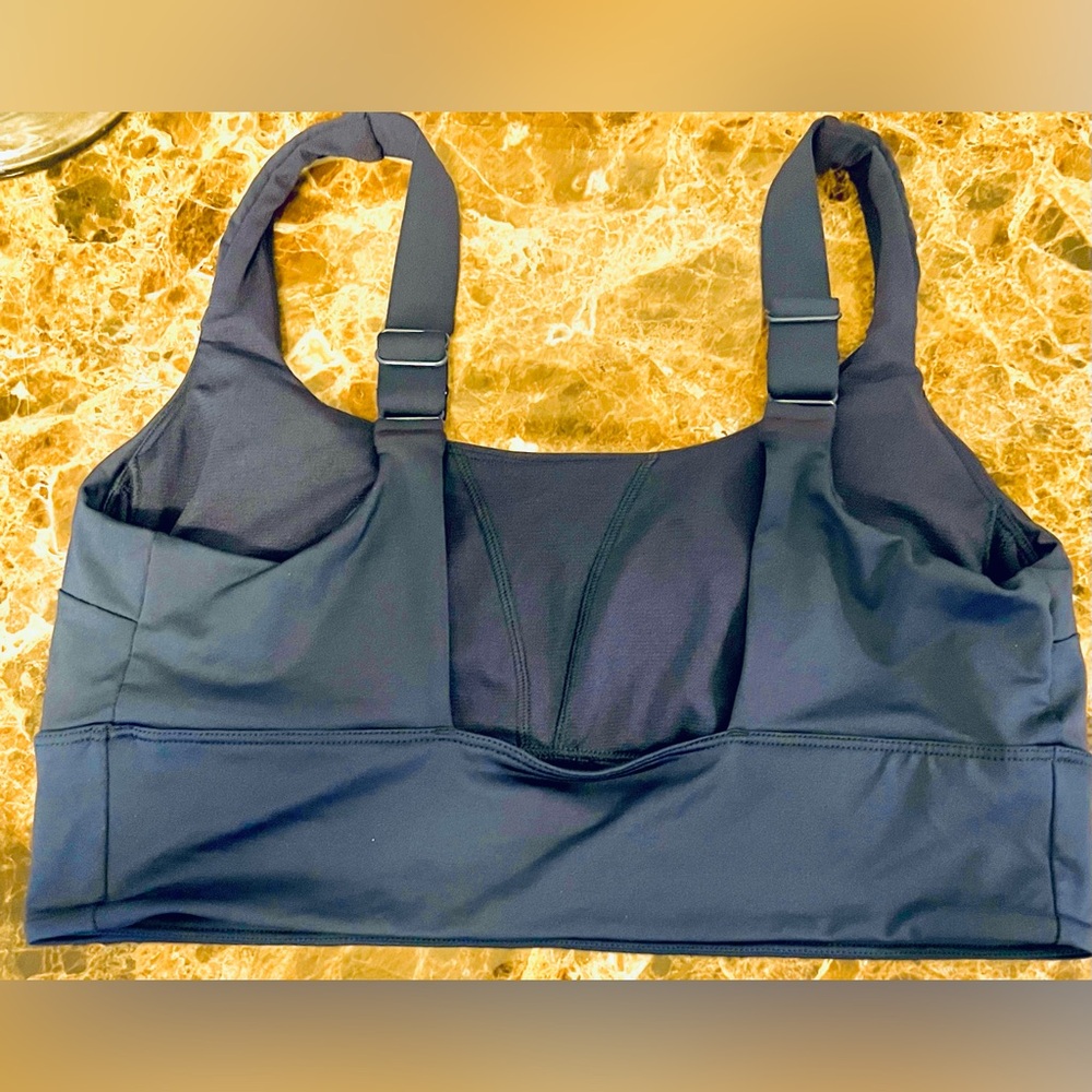 NIKE Navy Adjustable Straps Effortless Essential Scoop Neck Midkini Swimsuit Top - Picture 4 of 11